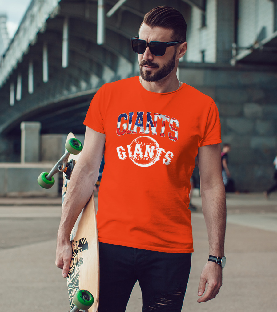 San Francisco Giants American Flag Baseball Letters USA T-Shirt