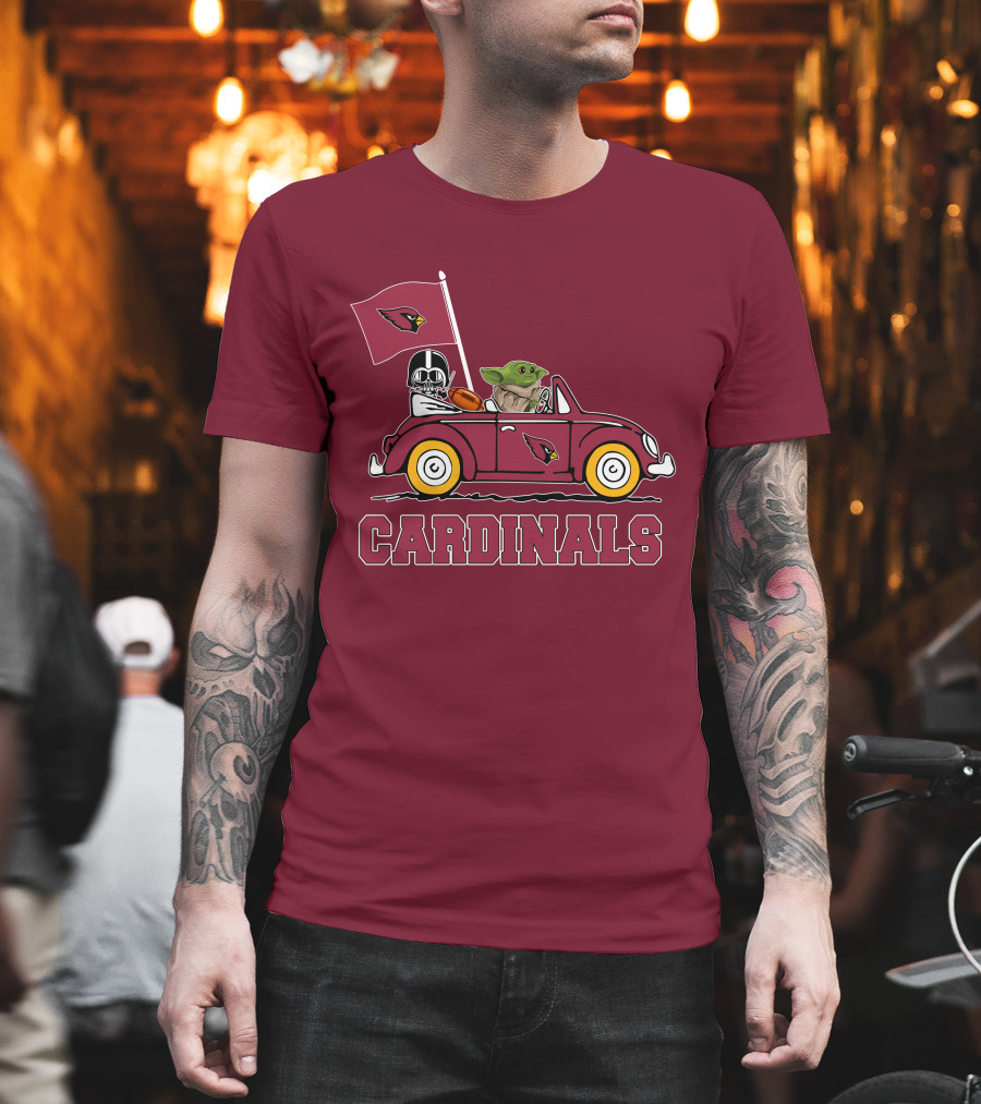Arizona Cardinals Darth Vader Baby Yoda Car Star Wars T-Shirt
