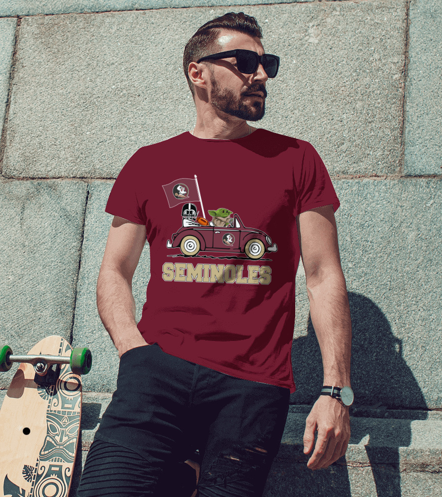 Seminoles Darth Vader Baby Yoda Driving Florida State Star Wars T-Shirt