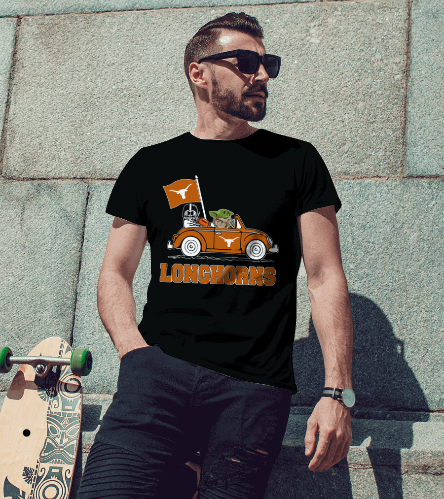 Longhorns Darth Vader Baby Yoda Driving T-Shirt
