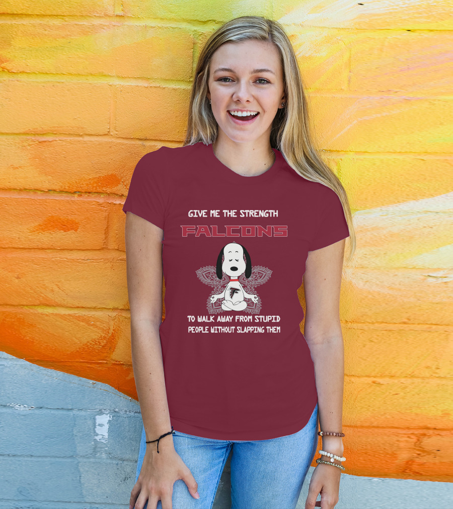 Give Me The Strength Falcons Snoopy To Walk Away From Stupid People Without Slapping Them T-Shirt