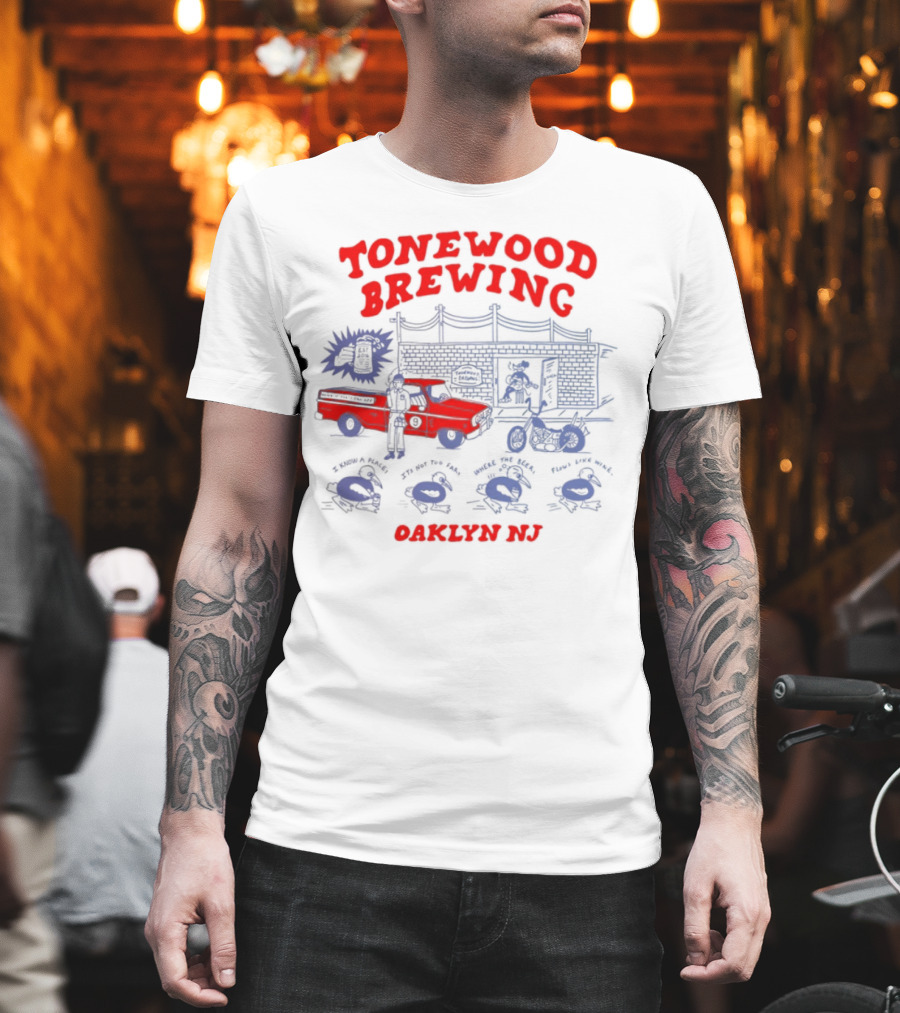 Tonewood Brewing Oaklyn NJ Vintage Car Scene T-Shirt