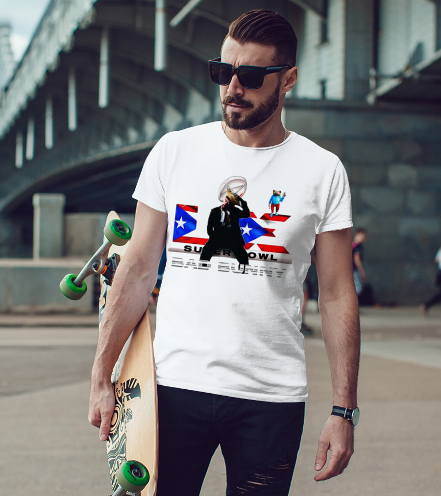 Bad Bunny Super Bowl Halftime 2026 Puerto Rico Flag Iconic Performance T-Shirt
