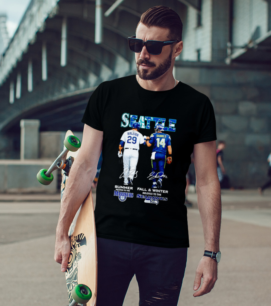 Seattle Cal Raleigh Mariners And Darnold Seahawks Fist Bump Summer Winter T-Shirt