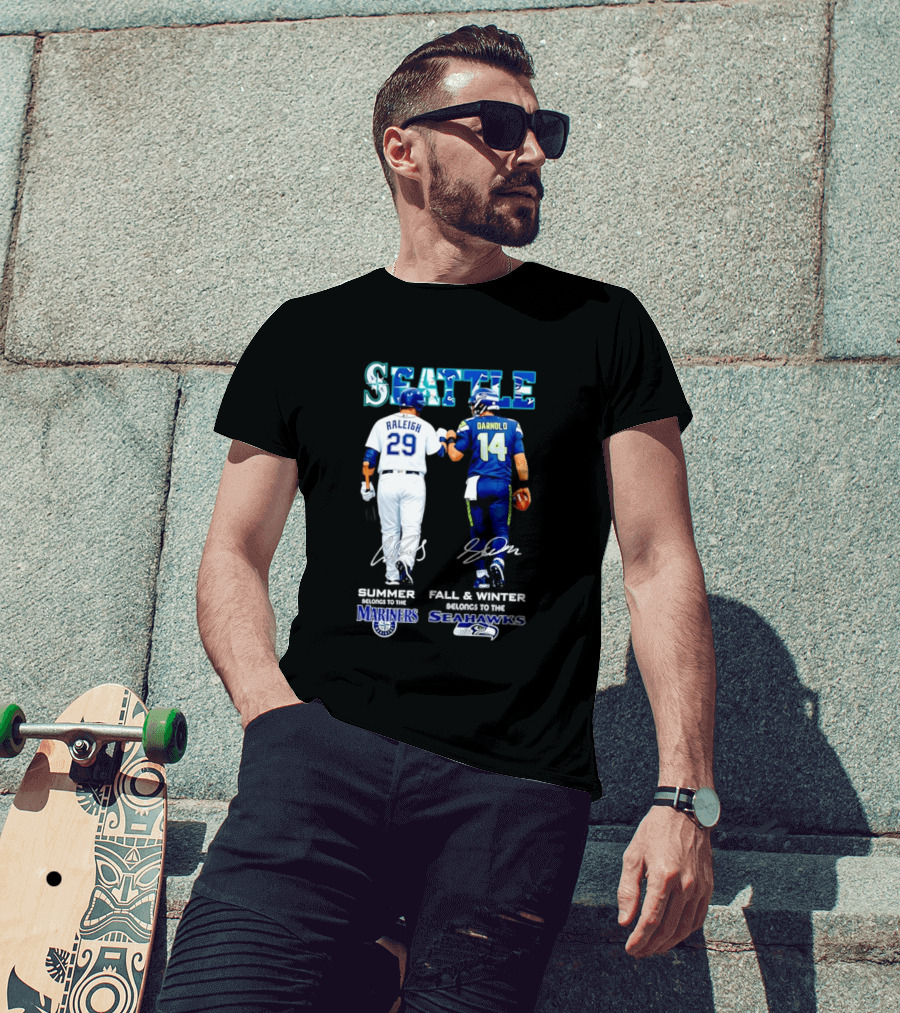 Seattle Cal Raleigh Mariners And Darnold Seahawks Fist Bump Summer Winter T-Shirt