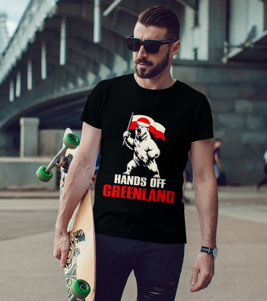 Hands Off Greenland Flag Bear Support Greenland T-Shirt