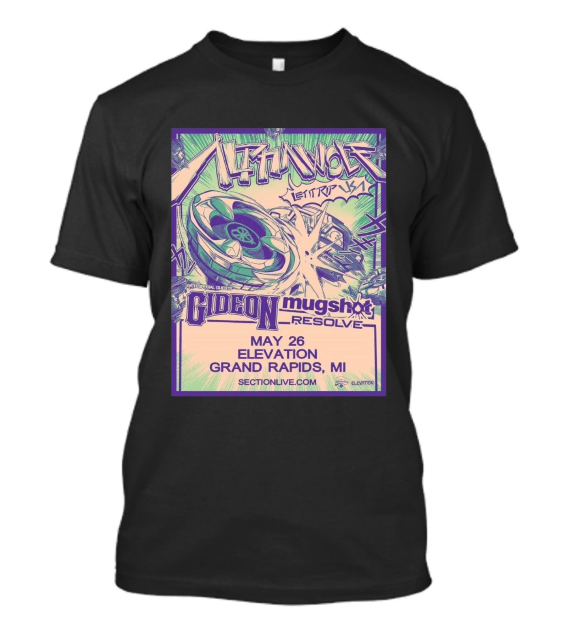 Alpha Wolf Let It Rip USA Tour 2026 May 26 Grand Rapids MI Gideon Shot Resolve T-Shirt