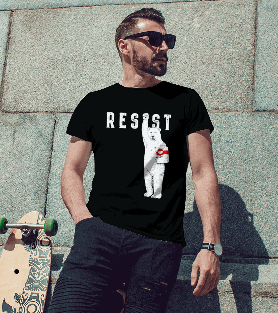Resist Polar Bear Holding Greenland Flag T-Shirt