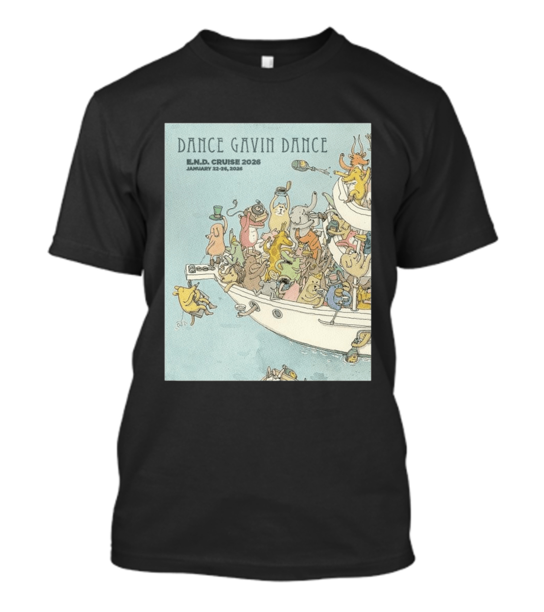 Dance Gavin Dance E.N.D. Cruise 2026 January 22 26 Whimsical Animal Party T-Shirt