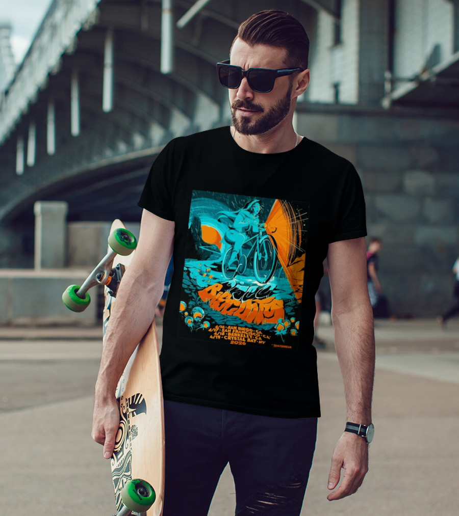 Bicycle Day Tour The Disco Biscuits West Coast April 2026 San Diego San Francisco Berkeley Crystal Bay T-Shirt