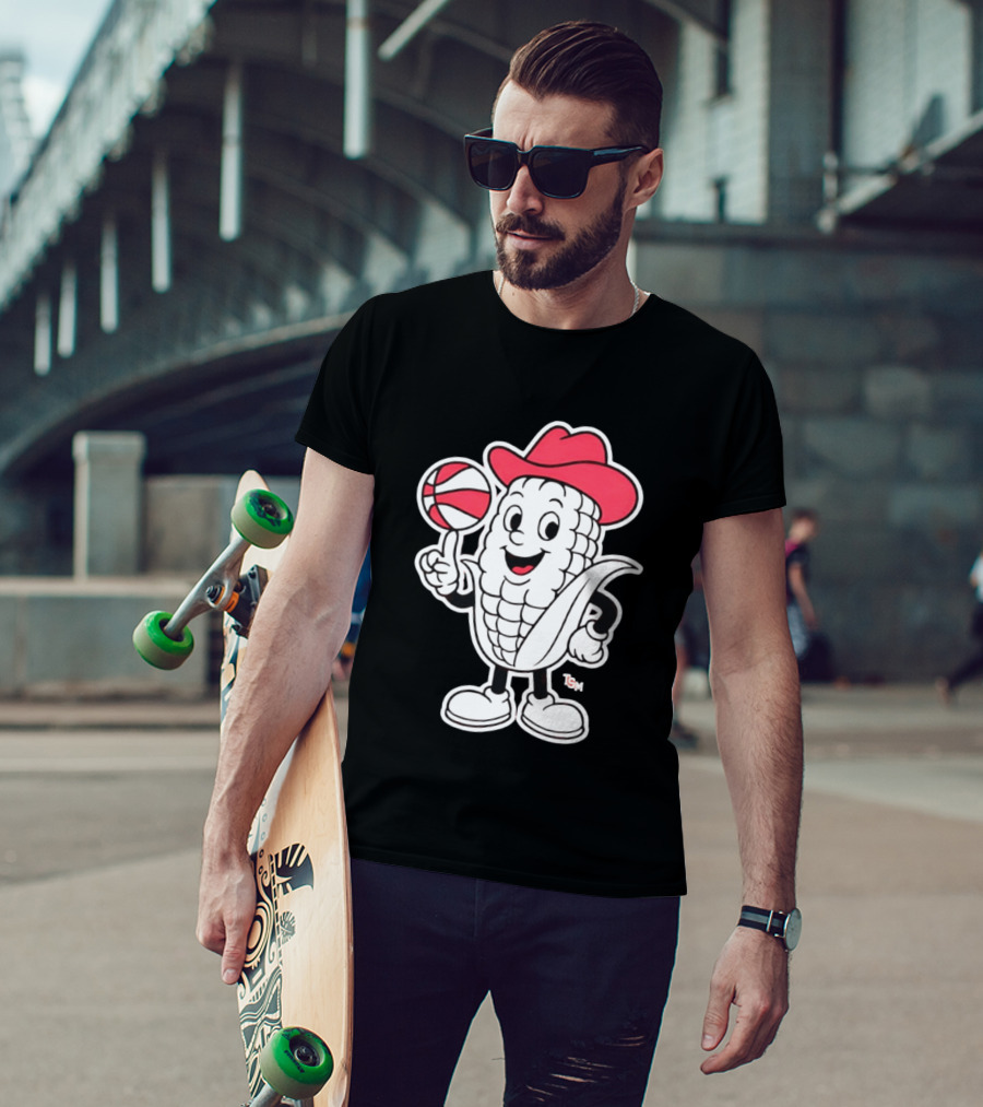Nebraska Cornhuskers Cowboy Corn Basketball Playful T-Shirt