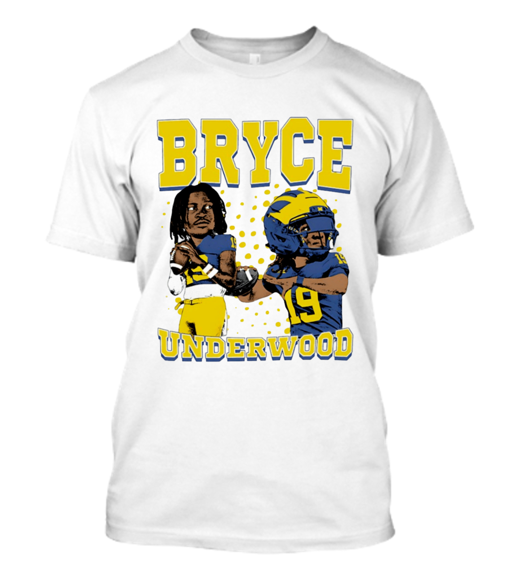 Bryce Underwood Michigan Blue And Yellow Football Caricature 19 T-Shirt
