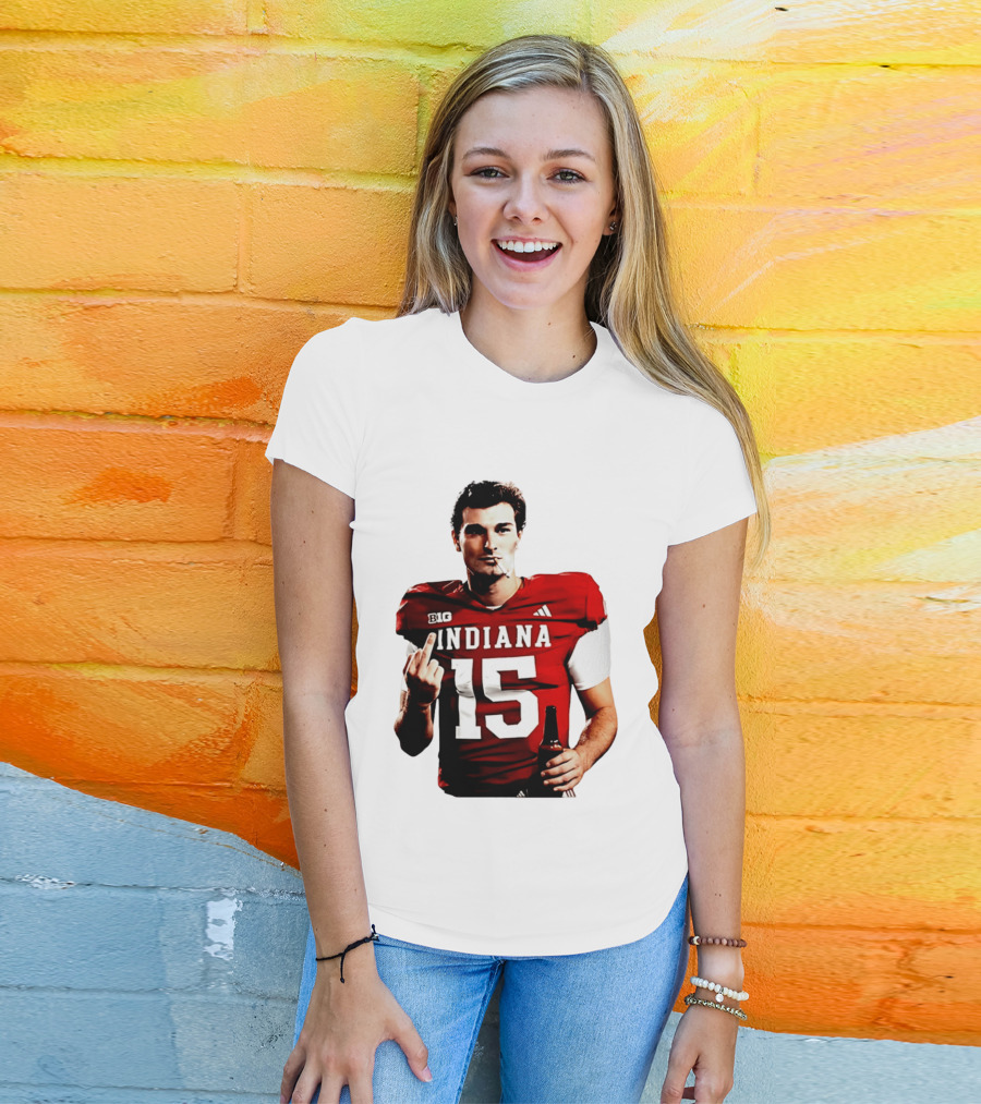 Indiana Hoosiers 15 Middle Finger Smoking Football Player T-Shirt