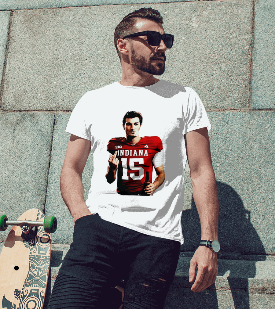 Indiana Hoosiers 15 Middle Finger Smoking Football Player T-Shirt