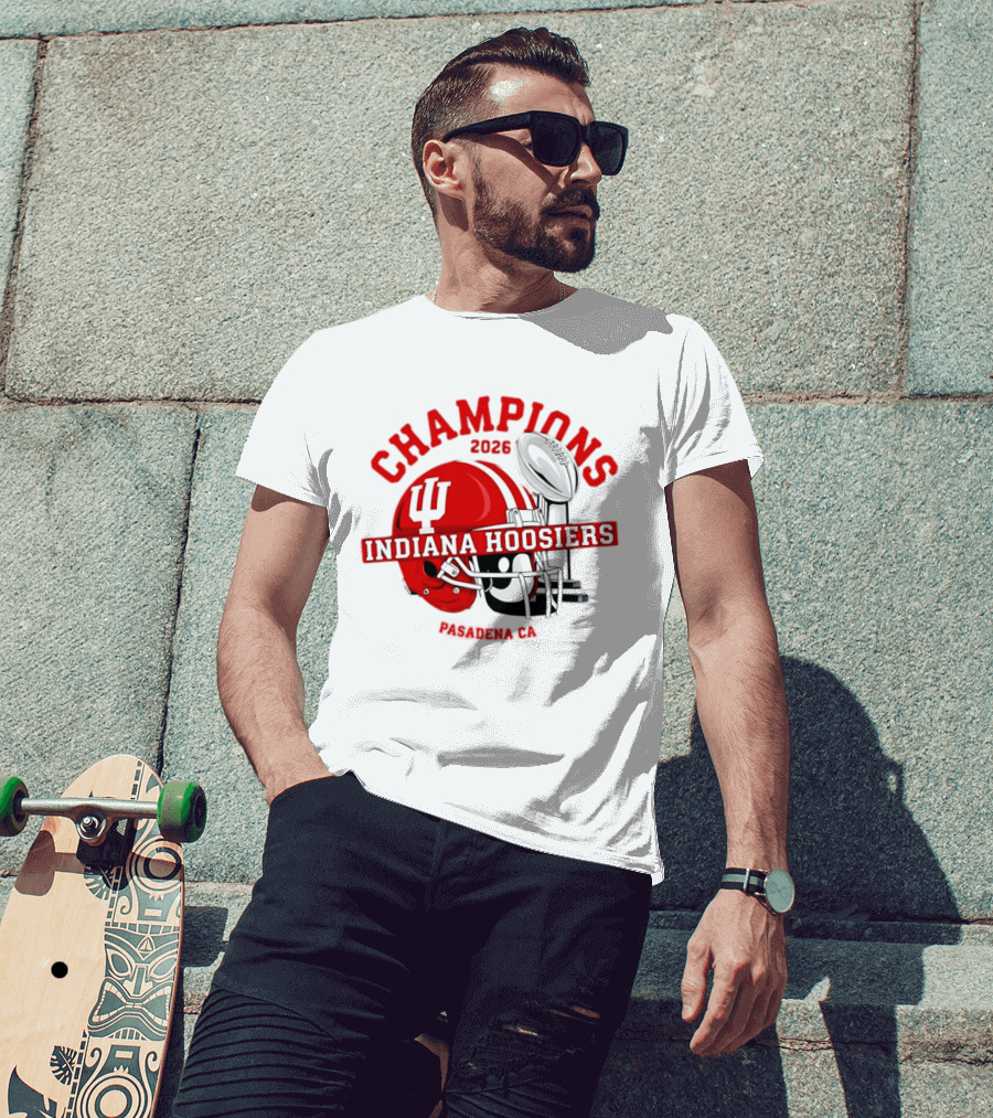 Indiana Hoosiers 2026 Champions Helmet Trophy Football Victory T-Shirt