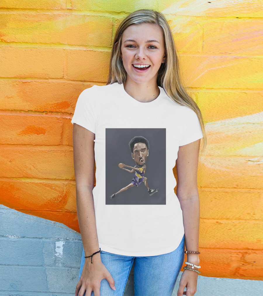 Kobe Bryant Caricature In Lakers Basketball Jersey T-Shirt