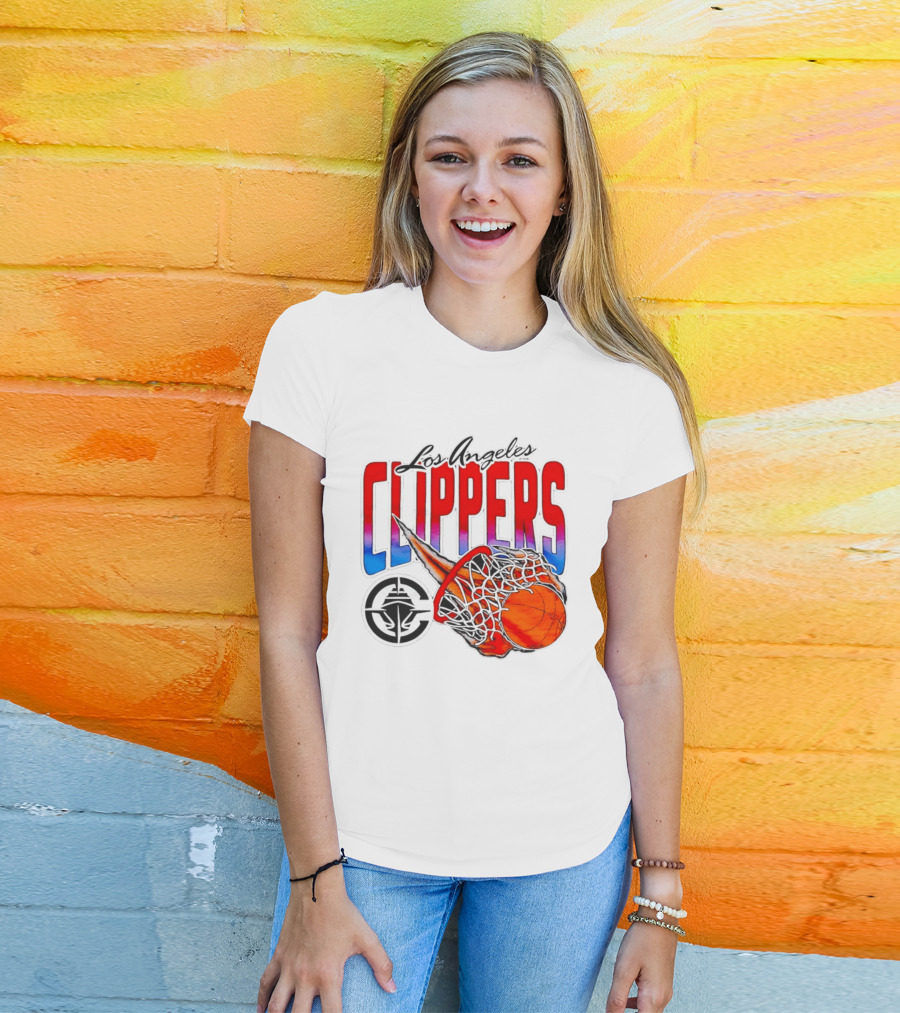 Los Angeles Clippers Basketball Flaming Hoop T-Shirt