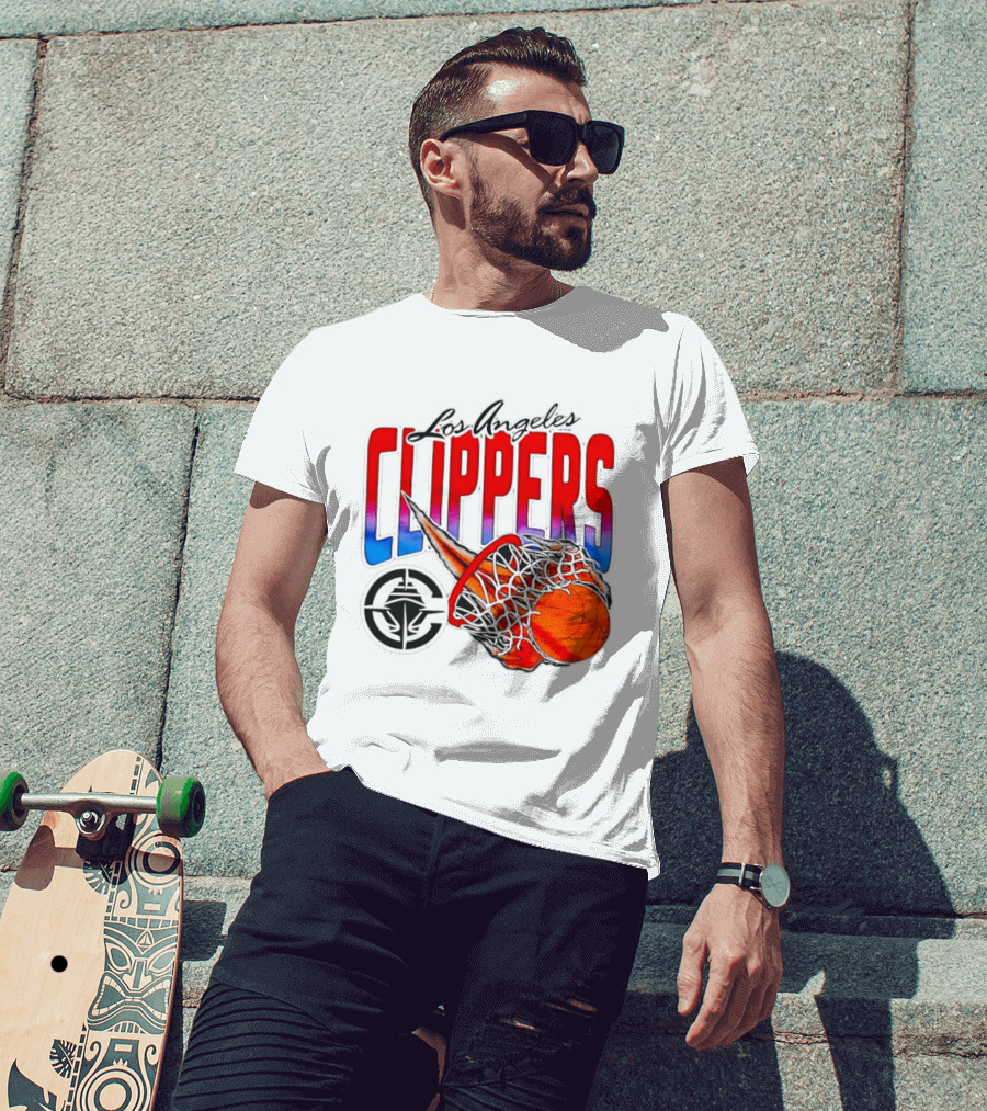 Los Angeles Clippers Basketball Flaming Hoop T-Shirt