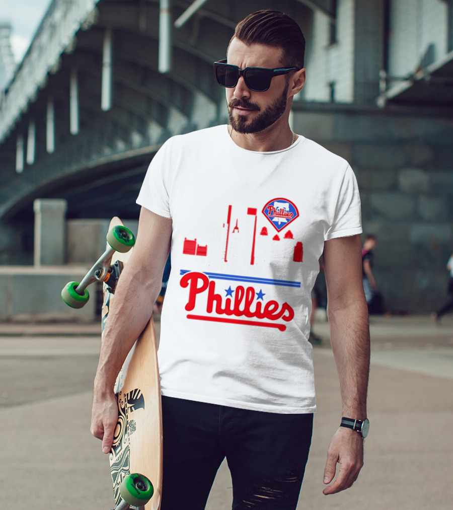 Philadelphia Phillies 2025 City Skyline And Players Names T-Shirt