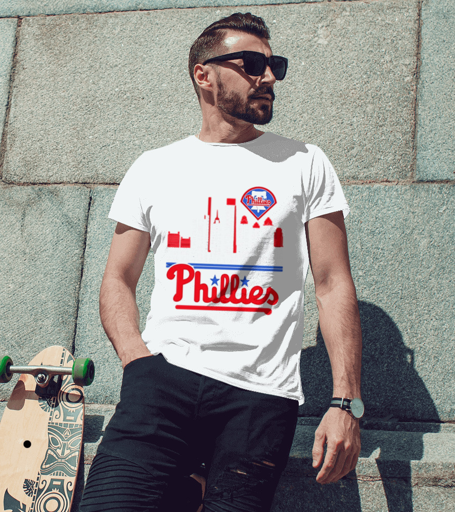 Philadelphia Phillies 2025 City Skyline And Players Names T-Shirt