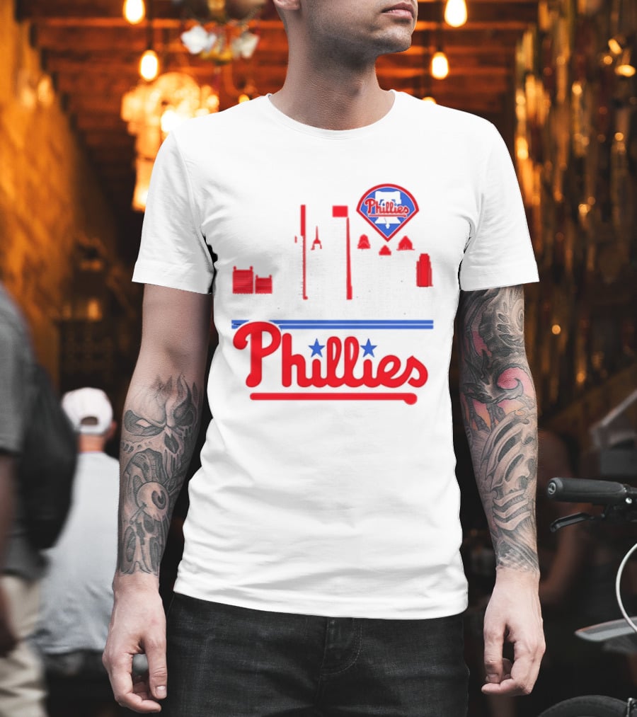 Philadelphia Phillies 2025 City Skyline and Players Names T-Shirt