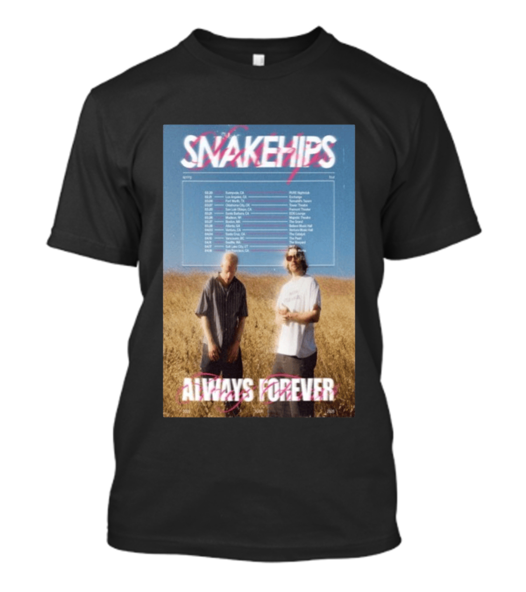 Snakehips Always Forever Spring Tour 2026 Dates With Concert Locations And Band Members T-Shirt