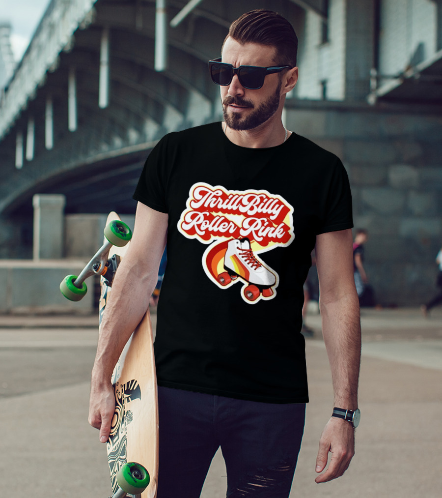 Thrill Billy Roller Rink Vintage Skate White Red Yellow T-Shirt