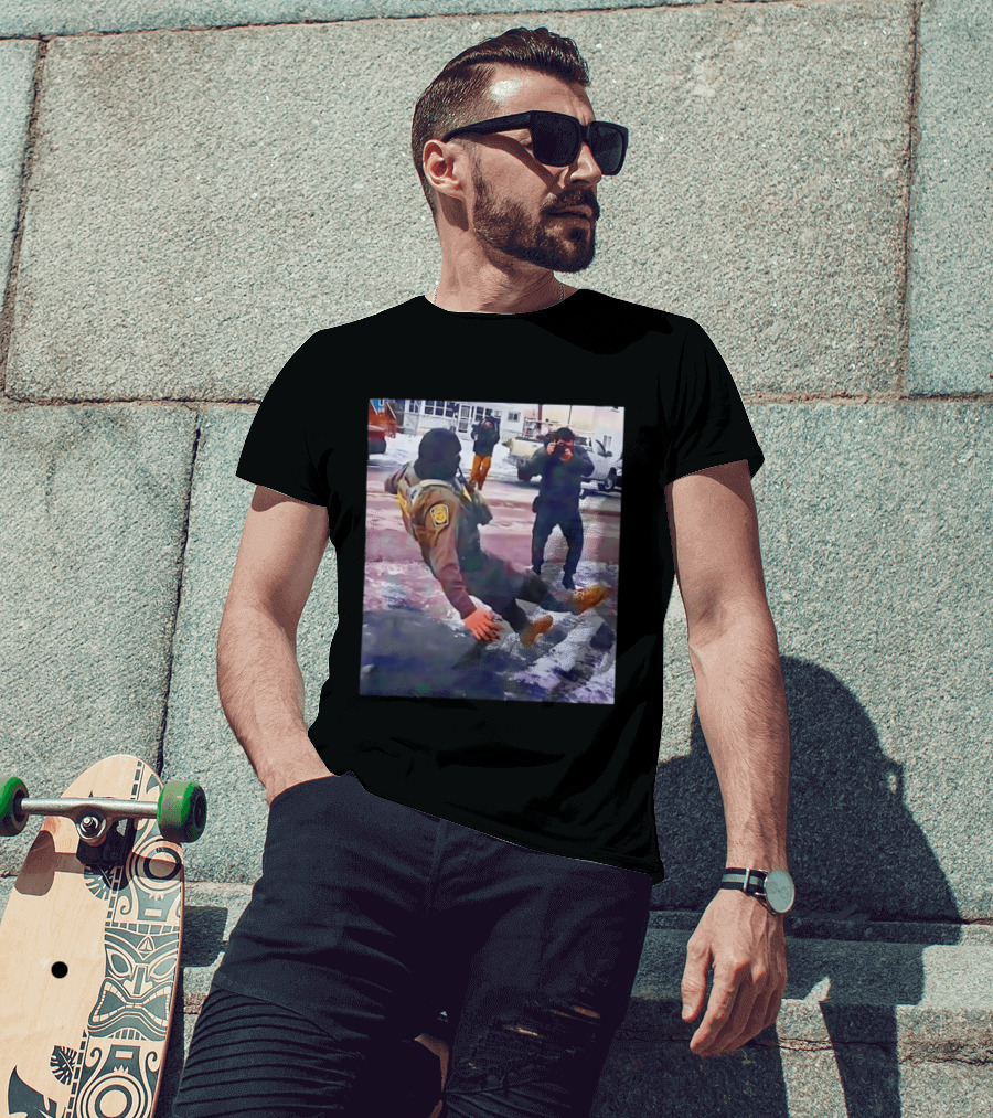 ICE Agent Slipping On Ice Captured In Epic Photo Moment T-Shirt