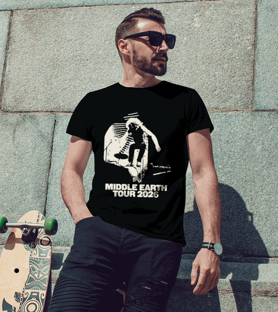 Jesse Welles Middle Earth Tour 2026 Sketch Style Concert Promotion T-Shirt