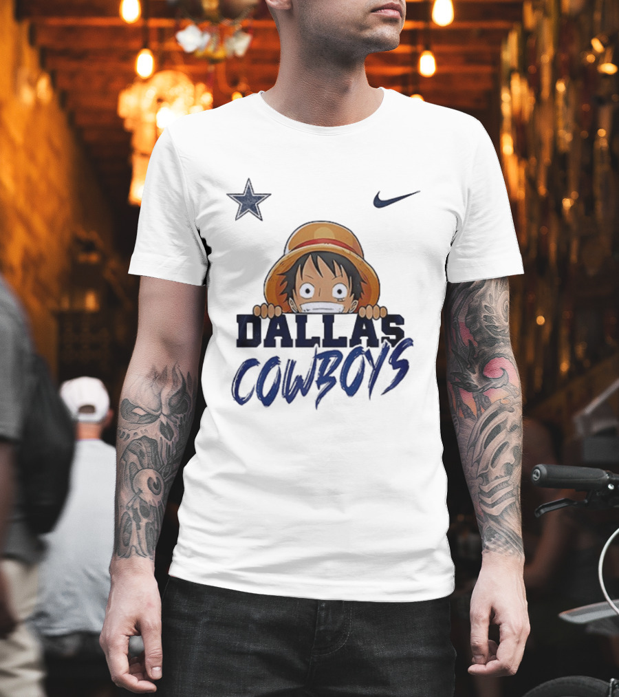 Dallas Cowboys One Piece Monkey D Luffy Nike Collaboration T-Shirt