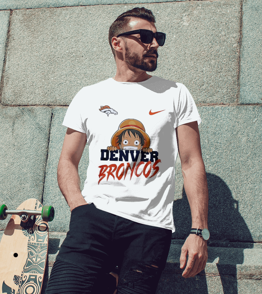 Denver Broncos One Piece Monkey D Luffy Anime Crossover Nike Collaboration T-Shirt