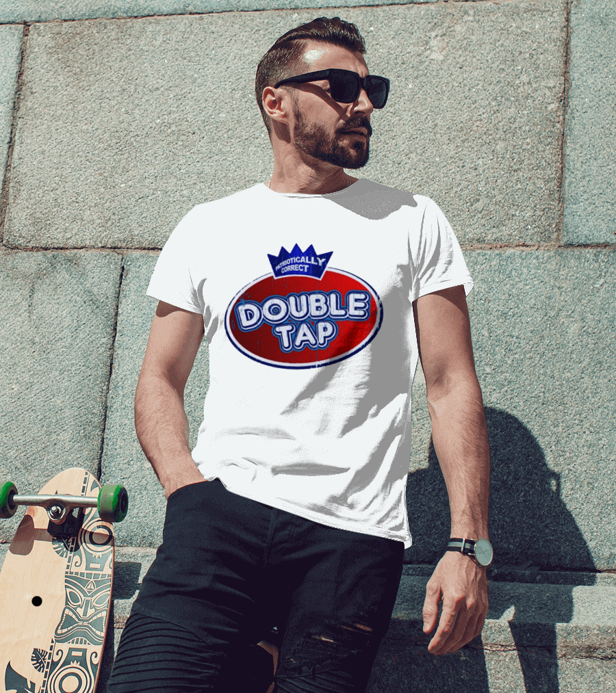 Patriotically Correct Double Tap Oval Design With Crown T-Shirt