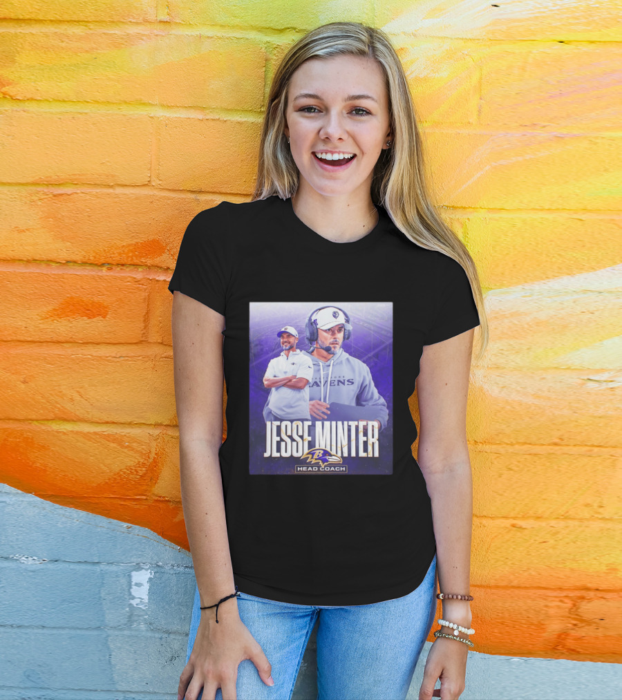 Jesse Minter Baltimore Ravens Head Coach NFL Ravens Logo Sports T-Shirt