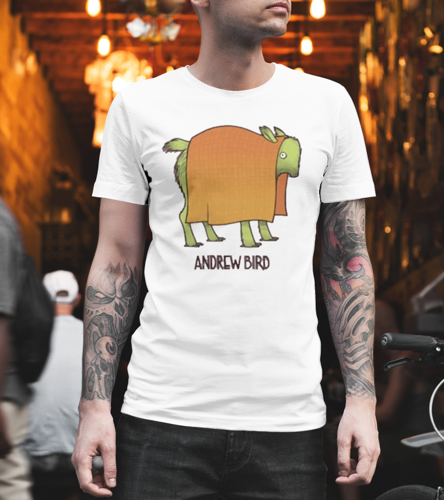 Andrew Bird Blanket Beastie Green Animal with Orange Blanket T-Shirt