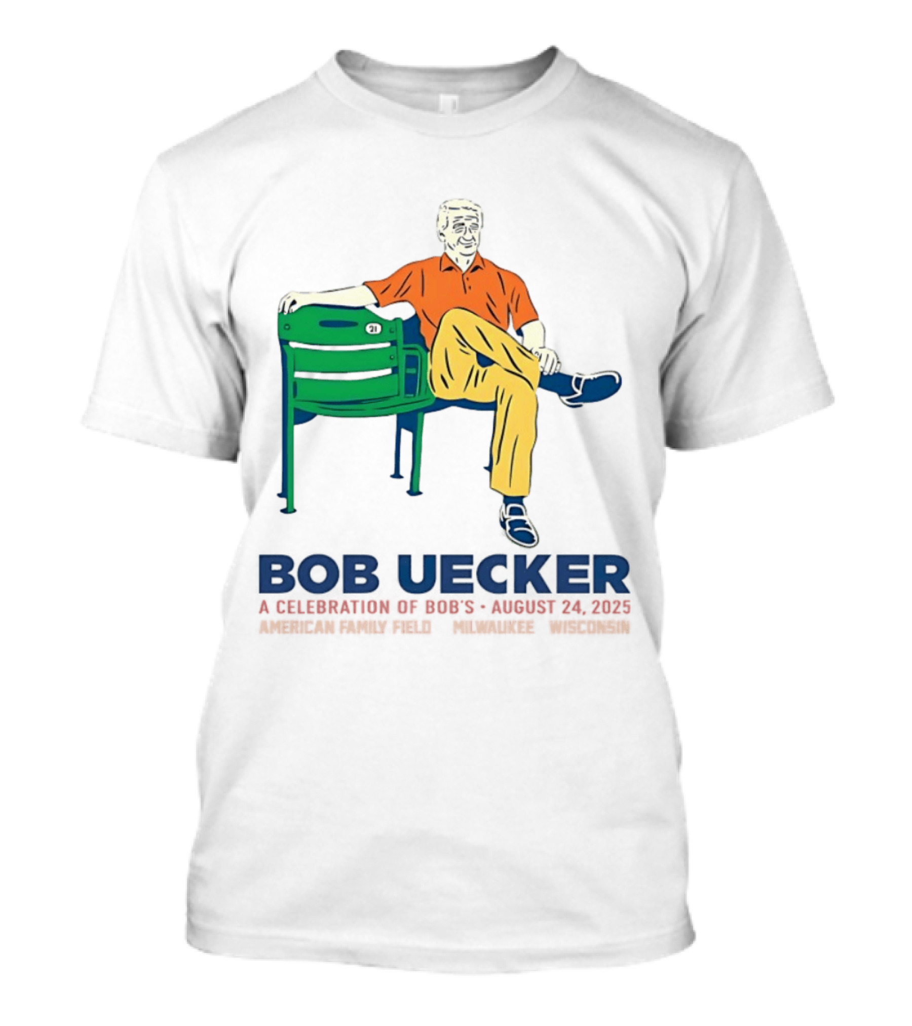 Bob Uecker A Celebration Of Bob's Life August 24 2023 Milwaukee Baseball Chair 21 T-Shirt