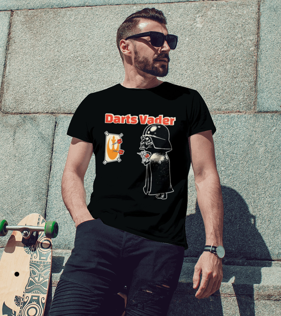 Darts Vader Playing Targets With Iconic Galactic Dartboard Opponent T-Shirt