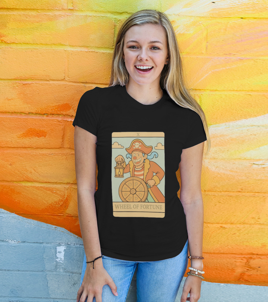 Wheel Of Fortune Tarot Card Pirate Clown Lantern Fortune Wheel T-Shirt