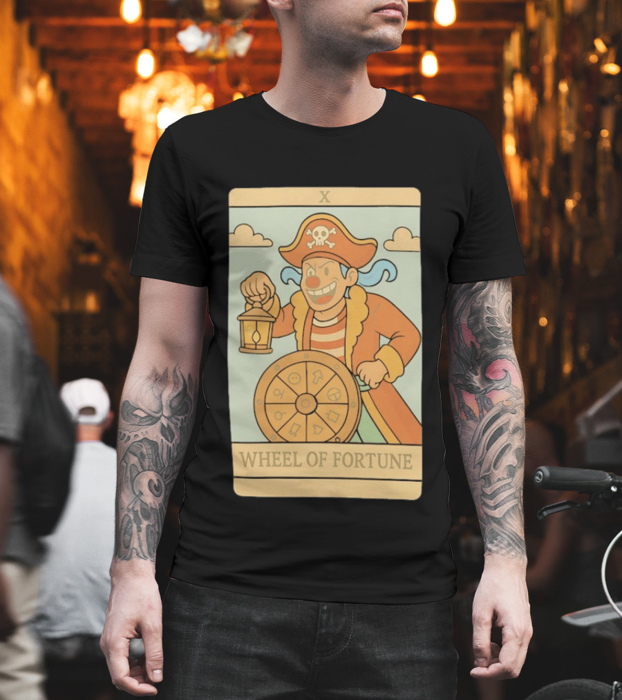 Wheel of Fortune Tarot Card Pirate Clown Lantern Fortune Wheel T-Shirt