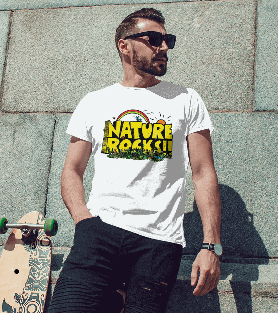 Nature Rocks Rainbow Sun Animals Plants T-Shirt