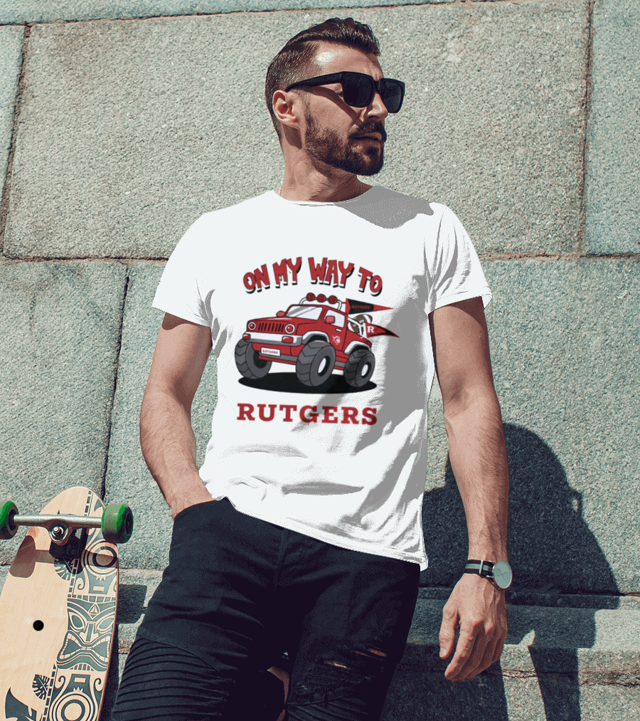 Rutgers Scarlet Knights On My Way To Rutgers Jeep Flags T-Shirt