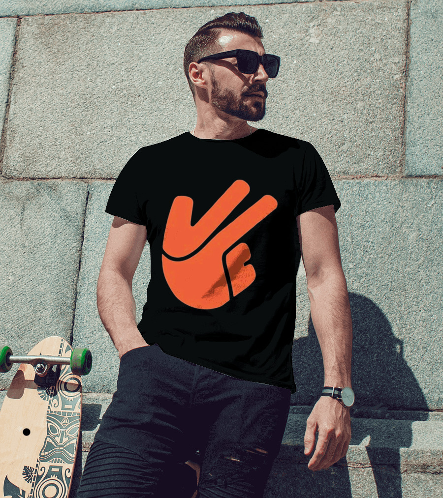 Jb11 Peace Sign Orange Hand Gesture T-Shirt