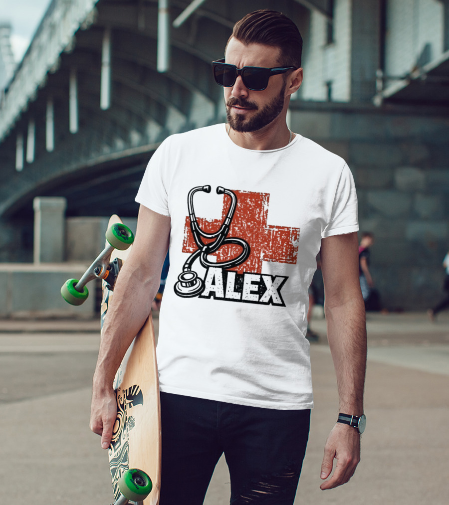 Alex Stethoscope Red Cross ICU Nurse T-Shirt