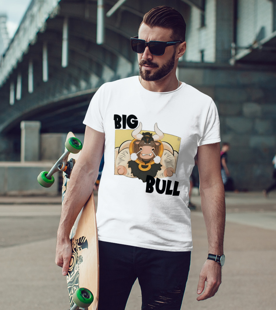 Big Bull Bara Male Minotaur Cartoon Whimsical Horned T-Shirt