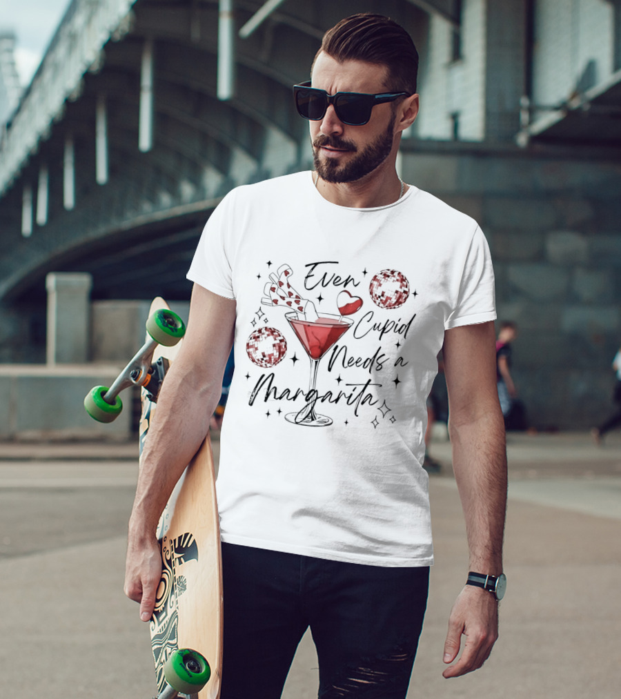 Even Cupid Needs A Margarita Valentine Hearts And Cocktail T-Shirt