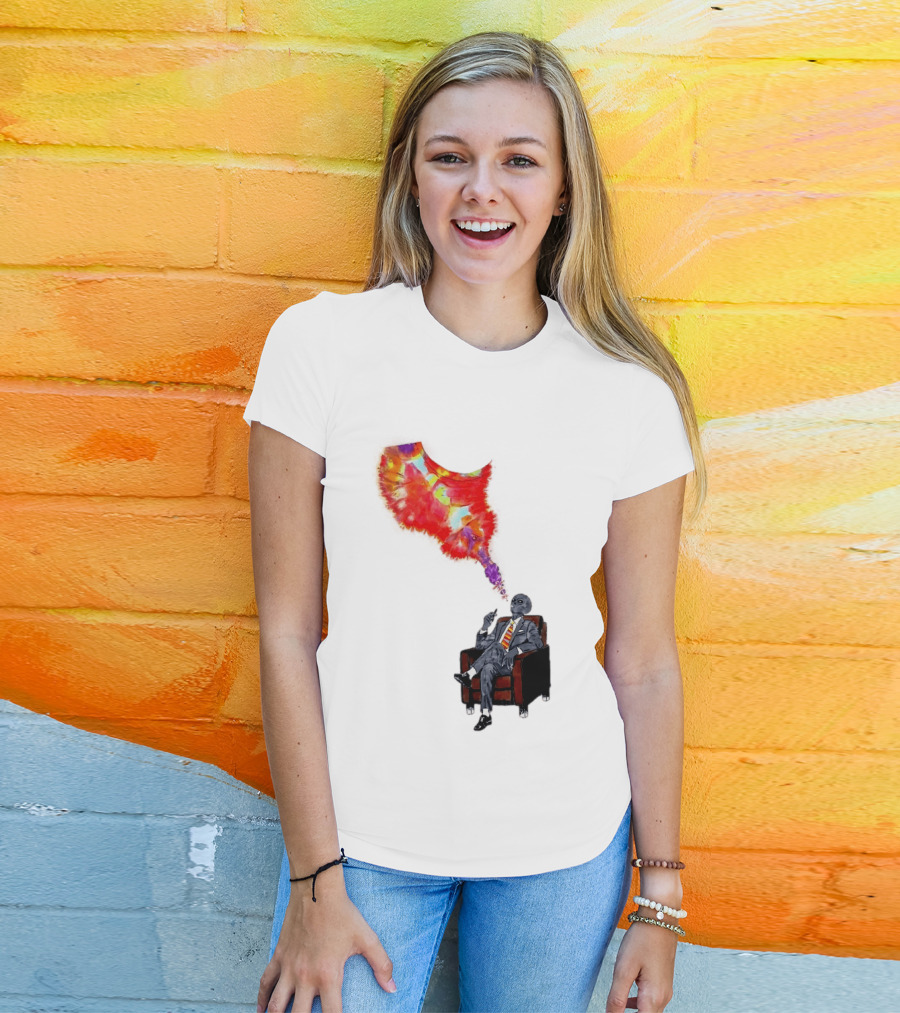 Finished Quazar Smoking Cosmic Alien In Suit With Colorful Smoke T-Shirt