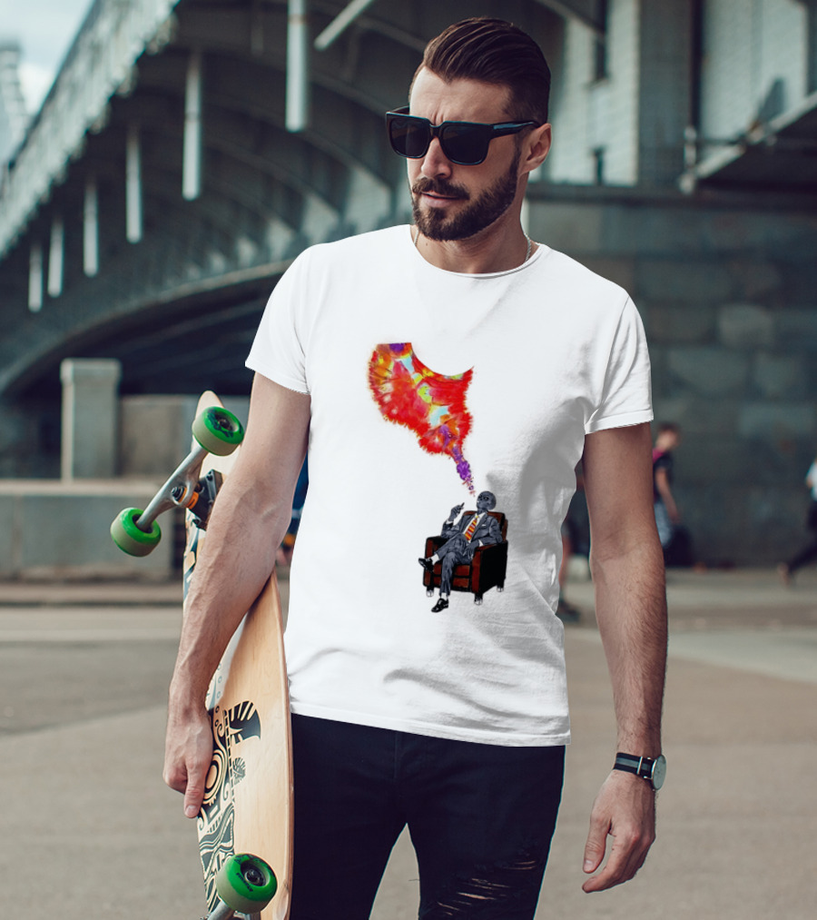 Finished Quazar Smoking Cosmic Alien In Suit With Colorful Smoke T-Shirt