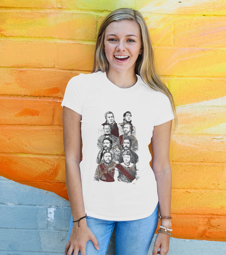 Fitted Hawaii Queen Album Cover Parody Sitting On A Throne Of Gold T-Shirt