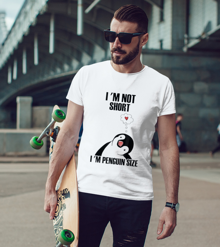 I'm Not Short I'm Penguin Size Cute Penguin With Heart T-Shirt