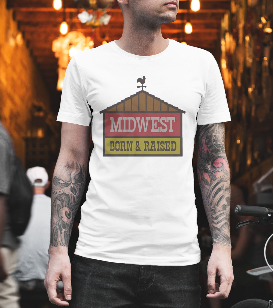 Midwest Born and Raised Weather Vane Symbol United State of Indiana T-Shirt