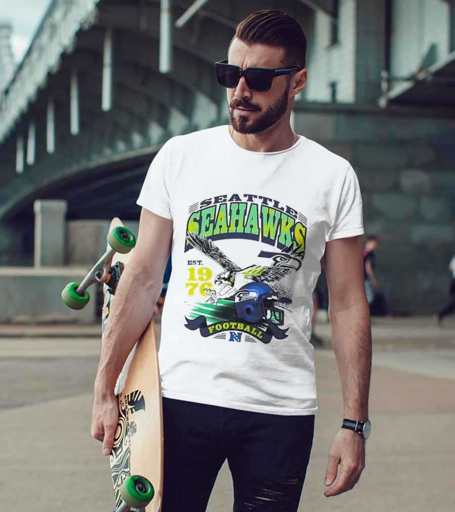 Seattle Seahawks Est. 1976 Football Puget Sound Champs Retro Helmet And Hawk T-Shirt